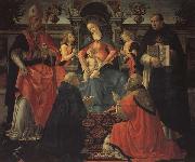 Domenicho Ghirlandaio Thronende Madonna mit den Heiligen Donysius Areopgita,Domenicus,Papst Clemens und Thomas von Aquin oil painting reproduction